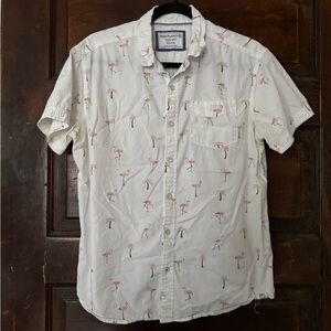 Free Planet White Shirt with Pink Flamingo Print
